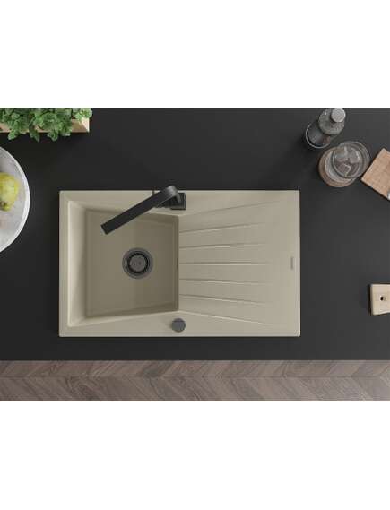 Mexen Cesar zlewozmywak granitowy 1-komorowy z ociekaczem i baterią kuchenną Rita, beżowy - 6514-69-670300-70, изображение 4