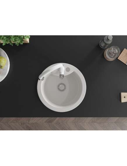 Mexen Diego zlewozmywak granitowy 1-komorowy z baterią kuchenną Savita, biały - 6512-20-672601-20, изображение 4