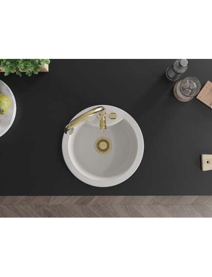 Mexen Diego zlewozmywak granitowy 1-komorowy z baterią kuchenną Savita, biały - 6512-20-672601-50, изображение 4