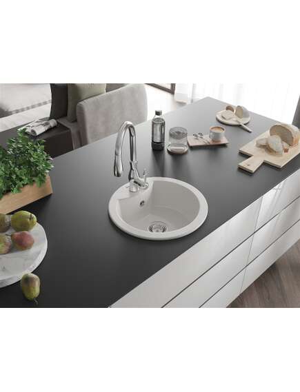 Mexen Diego zlewozmywak granitowy 1-komorowy z baterią kuchenną Savita, biały - 6512-20-672601-00, изображение 2