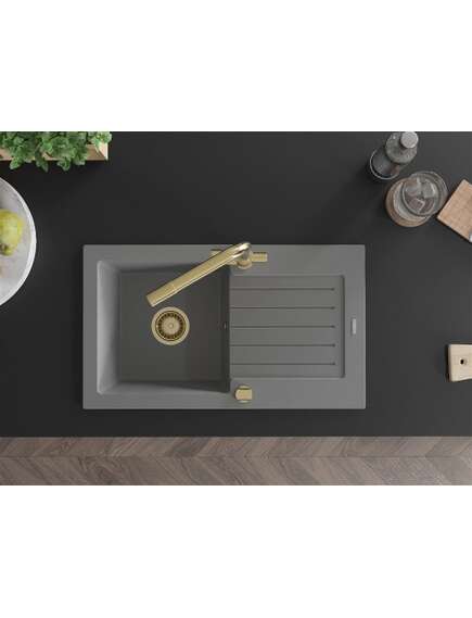 Mexen Pablo zlewozmywak granitowy 1-komorowy z ociekaczem i baterią kuchenną Duero, szary - 6510-71-671600-50, 4 image