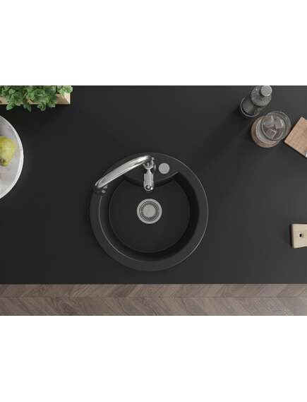 Mexen Diego zlewozmywak granitowy 1-komorowy z baterią kuchenną Savita, czarny - 6512-77-672601-00, изображение 4