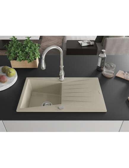 Mexen Cesar zlewozmywak granitowy 1-komorowy z ociekaczem i baterią kuchenną Savita, beżowy - 6514-69-672601-00, изображение 3