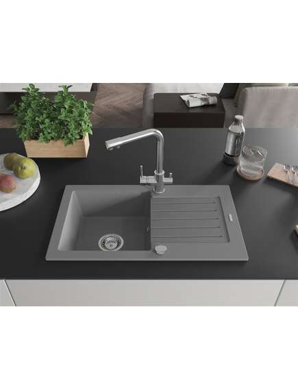 Mexen Pablo zlewozmywak granitowy 1-komorowy z ociekaczem i baterią kuchenną Duero, szary - 6510-71-671600-00, 3 image