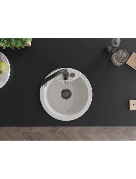 Mexen Diego zlewozmywak granitowy 1-komorowy z baterią kuchenną Savita, biały - 6512-20-672601-70, изображение 4