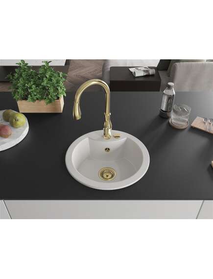 Mexen Diego zlewozmywak granitowy 1-komorowy z baterią kuchenną Savita, biały - 6512-20-672601-50, изображение 3