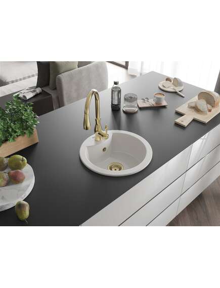 Mexen Diego zlewozmywak granitowy 1-komorowy z baterią kuchenną Savita, biały - 6512-20-672601-50, изображение 2