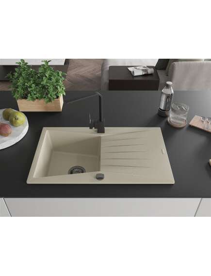 Mexen Cesar zlewozmywak granitowy 1-komorowy z ociekaczem i baterią kuchenną Rita, beżowy - 6514-69-670300-70, изображение 3