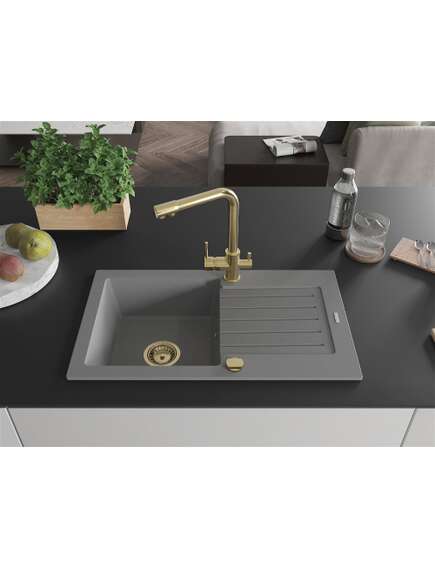 Mexen Pablo zlewozmywak granitowy 1-komorowy z ociekaczem i baterią kuchenną Duero, szary - 6510-71-671600-50, 3 image