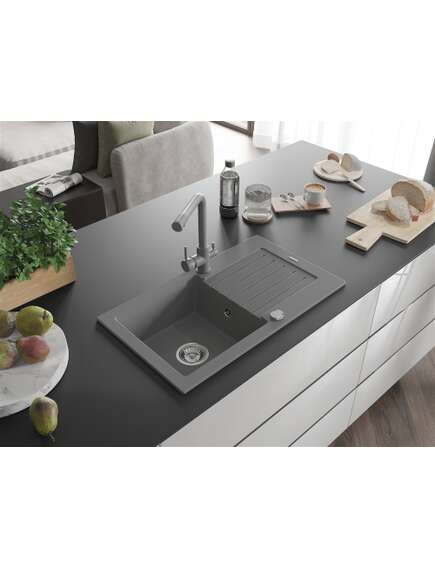 Mexen Pablo zlewozmywak granitowy 1-komorowy z ociekaczem i baterią kuchenną Duero, szary - 6510-71-671600-71, изображение 2