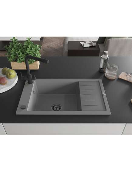 Mexen Elias zlewozmywak granitowy 1-komorowy z ociekaczem i baterią kuchenną Duero, szary - 6511-71-671600-70-B, 3 image
