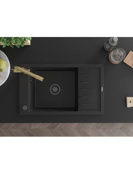 Mexen Elias zlewozmywak granitowy 1-komorowy z ociekaczem i baterią kuchenną Duero, czarny - 6511-77-671600-50-B, 4 image