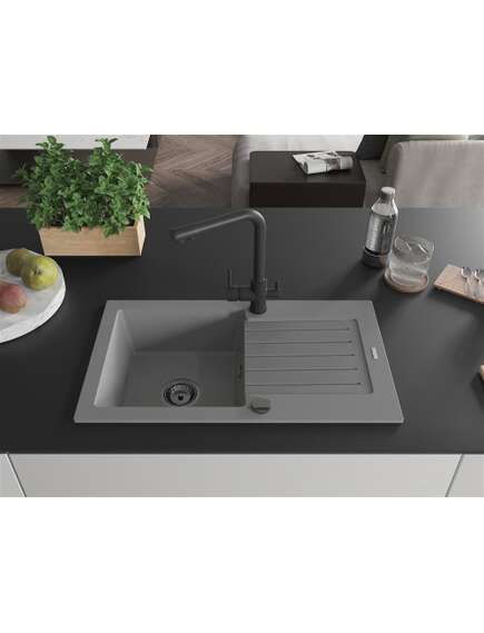 Mexen Pablo zlewozmywak granitowy 1-komorowy z ociekaczem i baterią kuchenną Duero, szary - 6510-71-671600-70-B, изображение 3