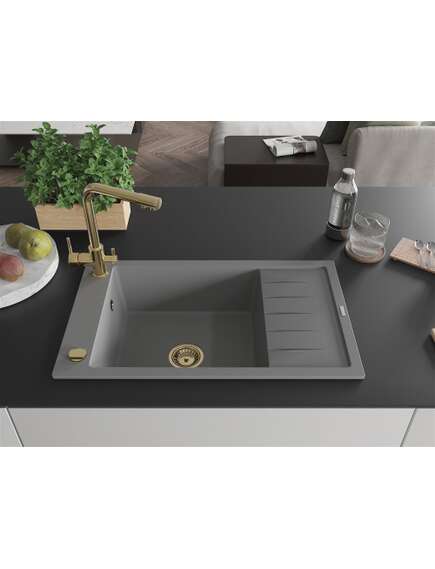 Mexen Elias zlewozmywak granitowy 1-komorowy z ociekaczem i baterią kuchenną Duero, szary - 6511-71-671600-50, 3 image