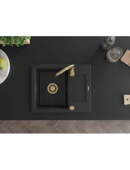 Mexen Enzo zlewozmywak granitowy 1-komorowy z ociekaczem i baterią kuchenną Telma, czarny/srebrny - 6506-73-670200-50, изображение 4