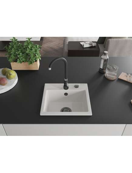 Mexen Milo zlewozmywak granitowy 1-komorowy z baterią kuchenną Telma, biały - 6505-20-670200-70, изображение 3