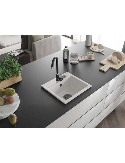 Mexen Milo zlewozmywak granitowy 1-komorowy z baterią kuchenną Telma, biały - 6505-20-670200-70, изображение 2