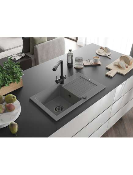 Mexen Pablo zlewozmywak granitowy 1-komorowy z ociekaczem i baterią kuchenną Duero, szary - 6510-71-671600-70-B, изображение 2