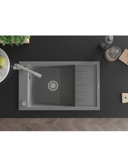 Mexen Elias zlewozmywak granitowy 1-komorowy z ociekaczem i baterią kuchenną Duero, szary - 6511-71-671600-00, 4 image