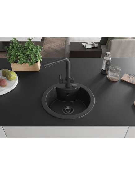 Mexen Diego zlewozmywak granitowy 1-komorowy z baterią kuchenną Duero, czarny/srebrny metalik - 6512-73-671600-70-B, изображение 3