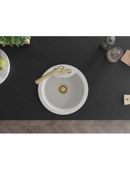 Mexen Diego zlewozmywak granitowy 1-komorowy z baterią kuchenną Duero, biały - 6512-20-671600-50, изображение 4