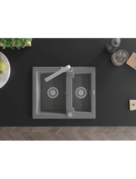 Mexen Carlos zlewozmywak granitowy 1,5-komorowy z baterią kuchenną Rita, szary - 6518-71-670300-00, изображение 4