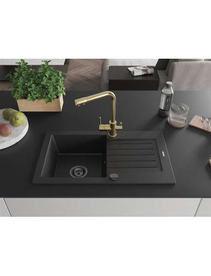 Mexen Pablo zlewozmywak granitowy 1-komorowy z ociekaczem i baterią kuchenną Duero, czarny - 6510-77-671600-50-B, 3 image