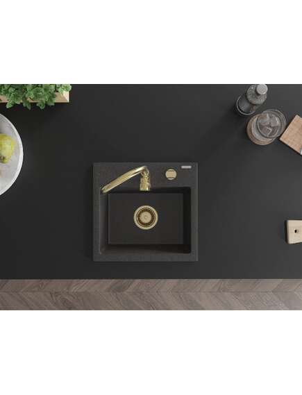Mexen Milo zlewozmywak granitowy 1-komorowy z baterią kuchenną Telma, czarny nakrapiany - 6505-76-670200-50, изображение 4