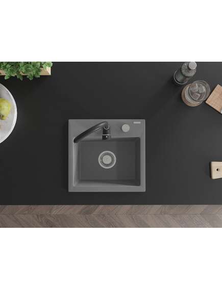 Mexen Milo zlewozmywak granitowy 1-komorowy z baterią kuchenną Telma, szary - 6505-71-670200-70, изображение 4