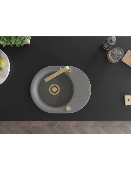 Mexen Kevin zlewozmywak granitowy 1-komorowy z ociekaczem i baterią kuchenną Rita, szary - 6517-71-670300-50, изображение 4