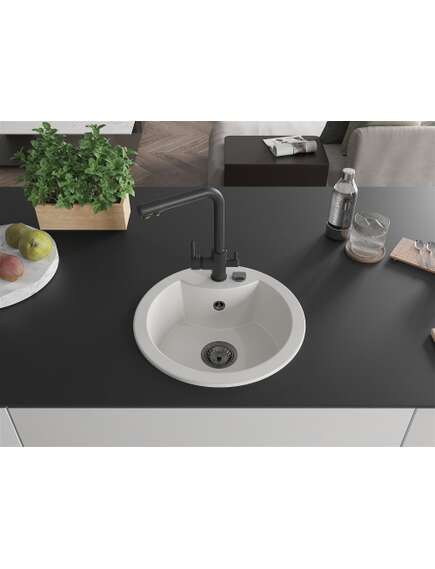 Mexen Diego zlewozmywak granitowy 1-komorowy z baterią kuchenną Duero, biały - 6512-20-671600-70, изображение 3