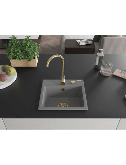 Mexen Milo zlewozmywak granitowy 1-komorowy z baterią kuchenną Telma, szary - 6505-71-670200-50, изображение 3