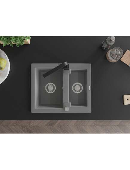 Mexen Carlos zlewozmywak granitowy 1,5-komorowy z baterią kuchenną Rita, szary - 6518-71-670300-70, изображение 4