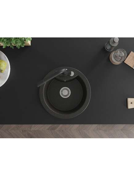 Mexen Diego zlewozmywak granitowy 1-komorowy z baterią kuchenną Duero, czarny/złoty metalik - 6512-75-671600-70, 4 image