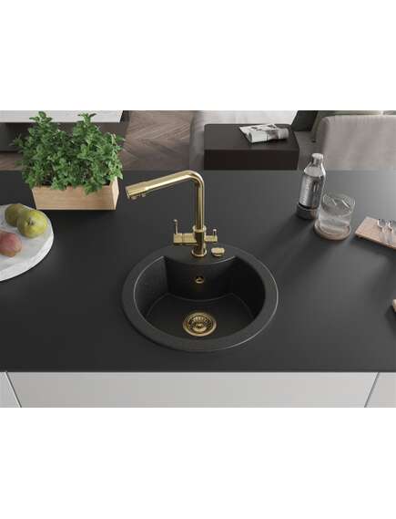 Mexen Diego zlewozmywak granitowy 1-komorowy z baterią kuchenną Duero, czarny/srebrny metalik - 6512-73-671600-50, изображение 3