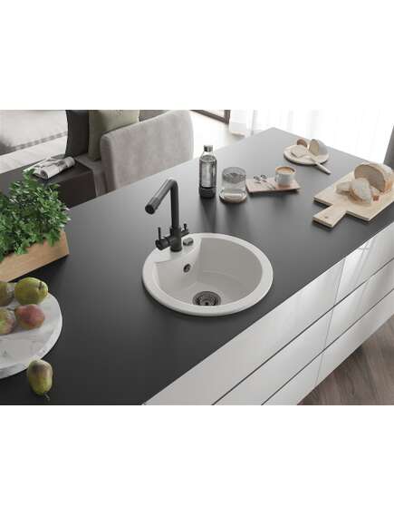 Mexen Diego zlewozmywak granitowy 1-komorowy z baterią kuchenną Duero, biały - 6512-20-671600-70, изображение 2