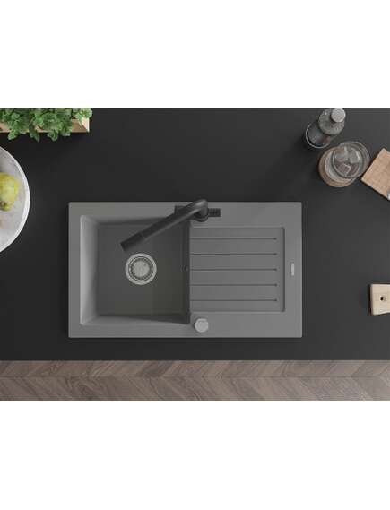 Mexen Pablo zlewozmywak granitowy 1-komorowy z ociekaczem i baterią kuchenną Duero, szary - 6510-71-671600-70, 4 image