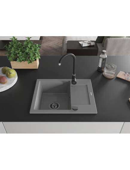 Mexen Enzo zlewozmywak granitowy 1-komorowy z ociekaczem i baterią kuchenną Telma, szary - 6506-71-670200-70-B, изображение 3