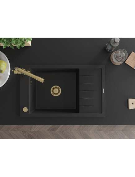 Mexen Elias zlewozmywak granitowy 1-komorowy z ociekaczem i baterią kuchenną Duero, czarny - 6511-77-671600-50, 4 image