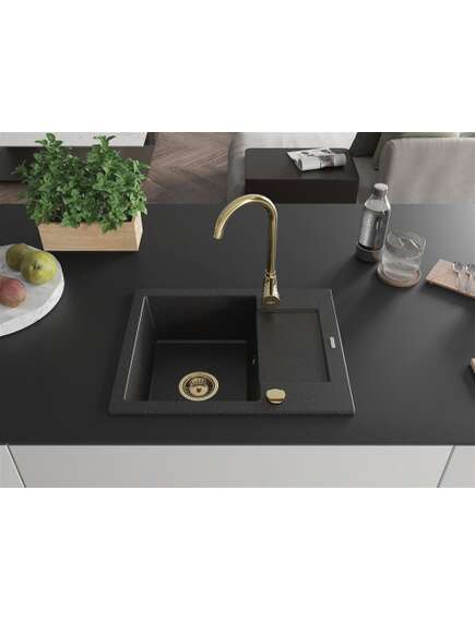 Mexen Enzo zlewozmywak granitowy 1-komorowy z ociekaczem i baterią kuchenną Telma, czarny/srebrny - 6506-73-670200-50, изображение 3