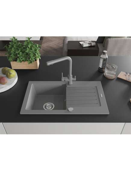 Mexen Pablo zlewozmywak granitowy 1-komorowy z ociekaczem i baterią kuchenną Duero, szary - 6510-71-671600-71, изображение 3