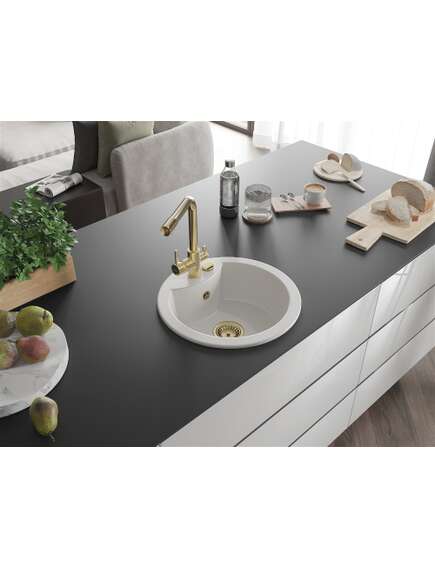 Mexen Diego zlewozmywak granitowy 1-komorowy z baterią kuchenną Duero, biały - 6512-20-671600-50, изображение 2