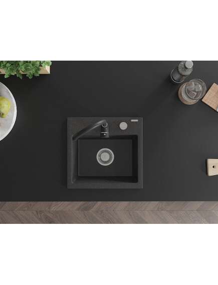 Mexen Milo zlewozmywak granitowy 1-komorowy z baterią kuchenną Telma, czarny nakrapiany - 6505-76-670200-70, изображение 4