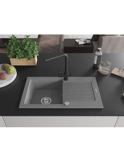 Mexen Pablo zlewozmywak granitowy 1-komorowy z ociekaczem i baterią kuchenną Duero, szary - 6510-71-671600-70, 3 image