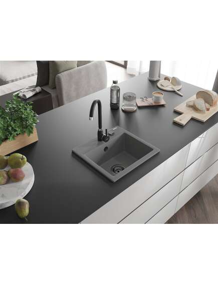 Mexen Milo zlewozmywak granitowy 1-komorowy z baterią kuchenną Telma, szary - 6505-71-670200-70-B, изображение 2