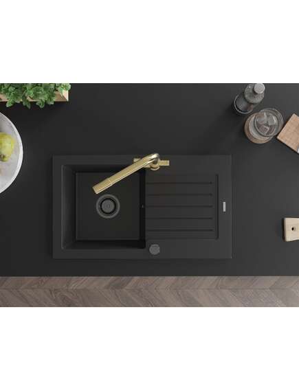 Mexen Pablo zlewozmywak granitowy 1-komorowy z ociekaczem i baterią kuchenną Duero, czarny - 6510-77-671600-50-B, 4 image