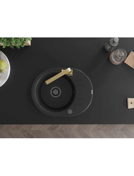 Mexen Kevin zlewozmywak granitowy 1-komorowy z ociekaczem i baterią kuchenną Rita, czarny - 6517-77-670300-50-B, 4 image