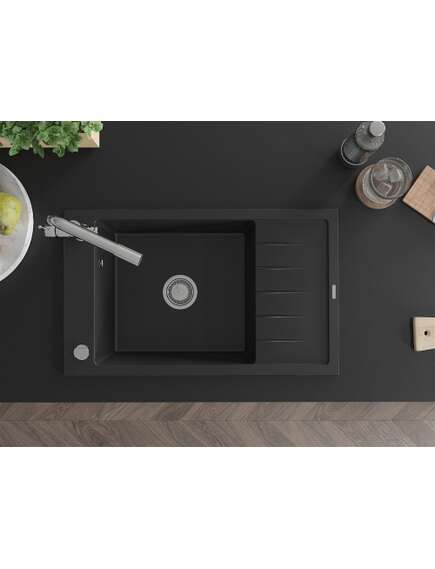 Mexen Elias zlewozmywak granitowy 1-komorowy z ociekaczem i baterią kuchenną Duero, czarny - 6511-77-671600-00, 4 image