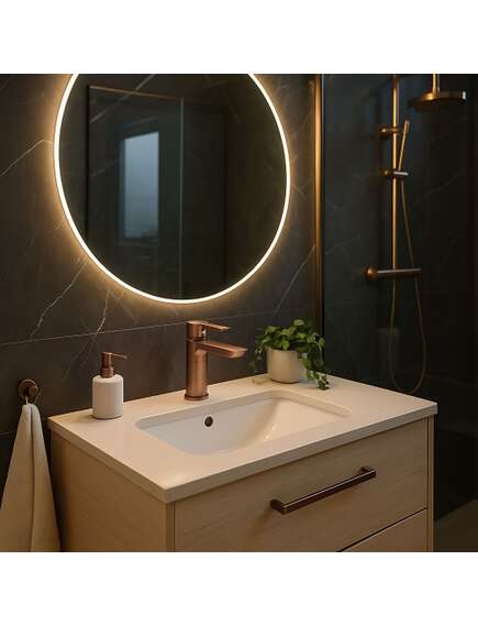 Rea Sanitary Bateria Umywalkowa REA ARGUS MIEDŹ SZCZOTKOWANA Niska, 3 image