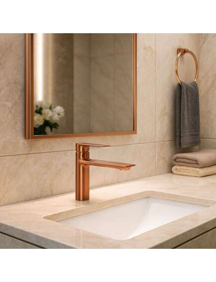 Rea Sanitary Bateria Umywalkowa REA STORM MIEDŹ SZCZOTKOWANA Niska, изображение 2